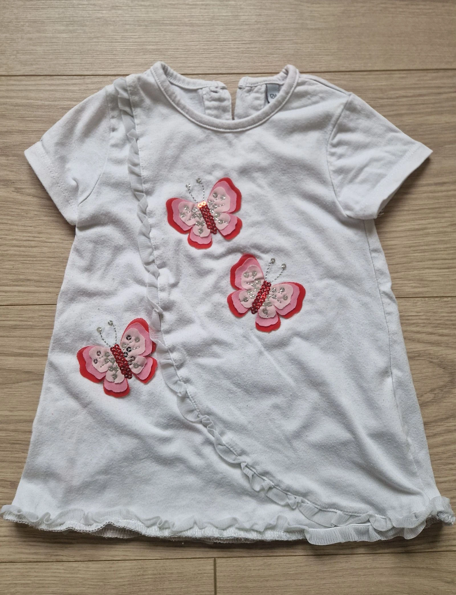 🦋 Lote de 2 vestidos de manga corta – bebé niña – 12 meses – estado correcto – photo 7